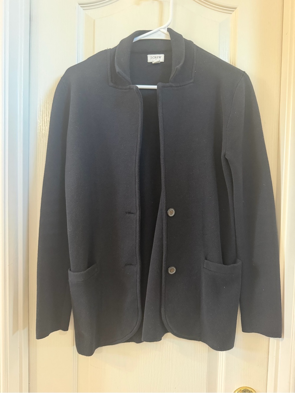 J. Crew Black Collarless Knit Blazer